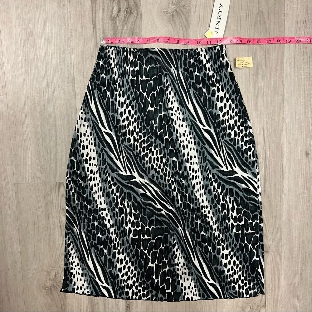 Vintage NINETY 90's animal print skirt sz M Gray white black print stretchy NWT - Picture 6 of 11
